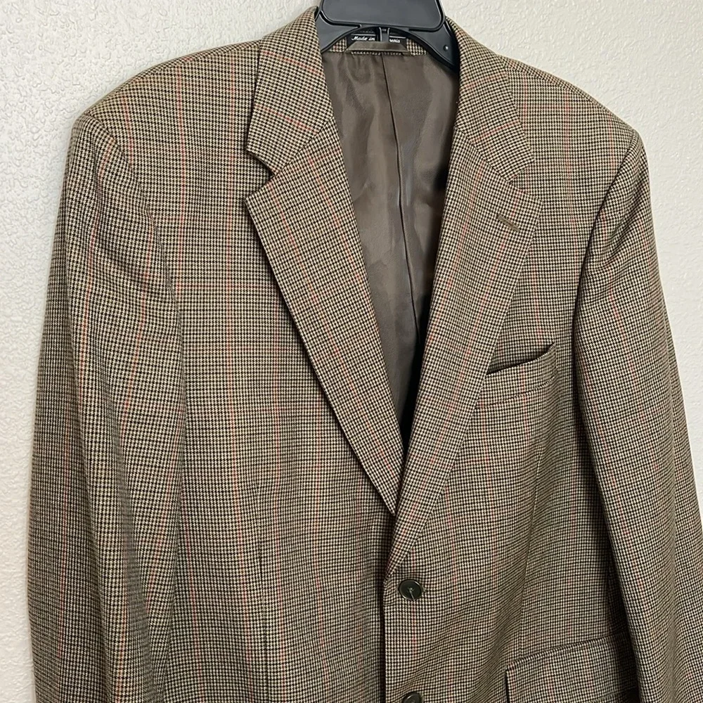 Stanley Blacker Brown Plaid Blazer Size 43R
